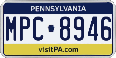 PA license plate MPC8946
