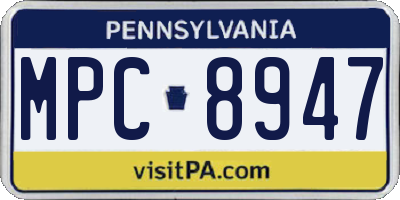 PA license plate MPC8947