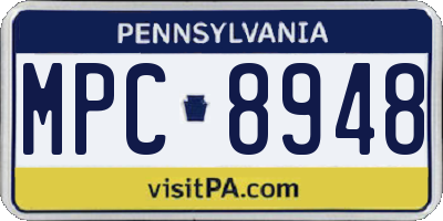 PA license plate MPC8948