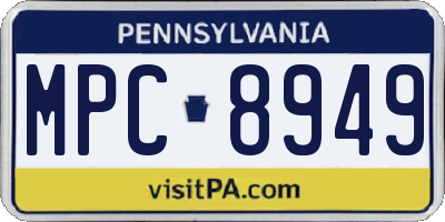 PA license plate MPC8949