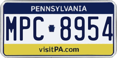 PA license plate MPC8954