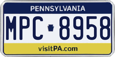 PA license plate MPC8958