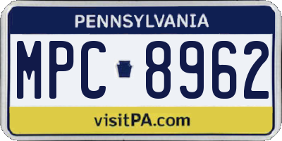 PA license plate MPC8962