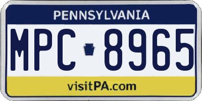 PA license plate MPC8965
