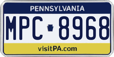 PA license plate MPC8968