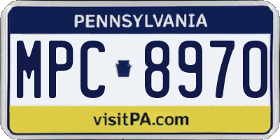 PA license plate MPC8970