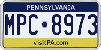 PA license plate MPC8973