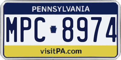 PA license plate MPC8974