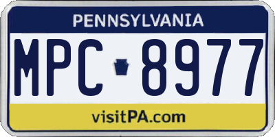 PA license plate MPC8977