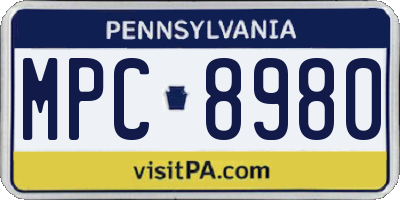 PA license plate MPC8980