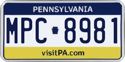PA license plate MPC8981