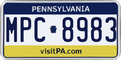 PA license plate MPC8983
