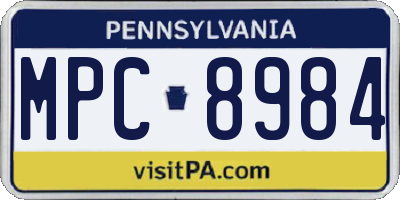 PA license plate MPC8984