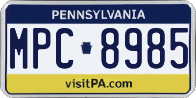 PA license plate MPC8985
