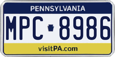 PA license plate MPC8986