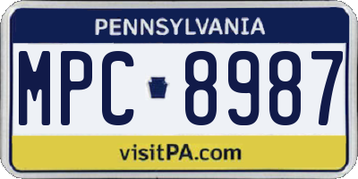 PA license plate MPC8987