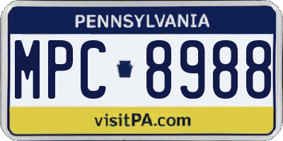 PA license plate MPC8988