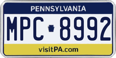 PA license plate MPC8992