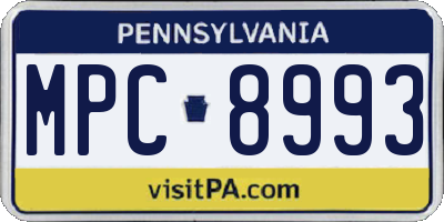 PA license plate MPC8993