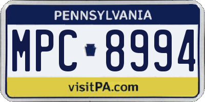 PA license plate MPC8994