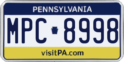 PA license plate MPC8998