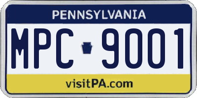 PA license plate MPC9001