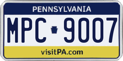 PA license plate MPC9007