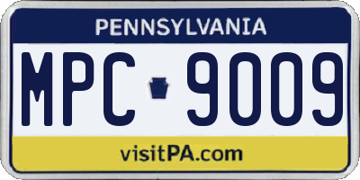 PA license plate MPC9009