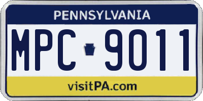 PA license plate MPC9011