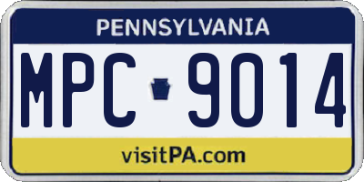 PA license plate MPC9014
