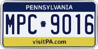 PA license plate MPC9016