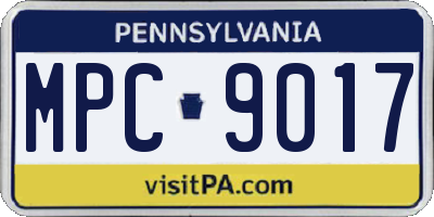 PA license plate MPC9017