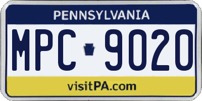 PA license plate MPC9020