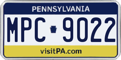 PA license plate MPC9022