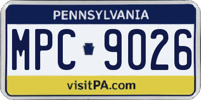 PA license plate MPC9026