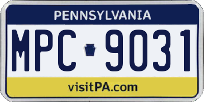 PA license plate MPC9031