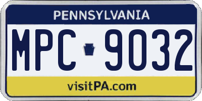 PA license plate MPC9032