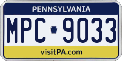 PA license plate MPC9033