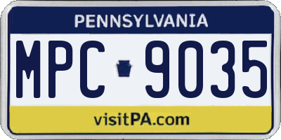 PA license plate MPC9035