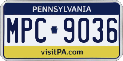 PA license plate MPC9036