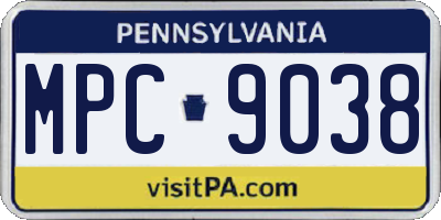 PA license plate MPC9038