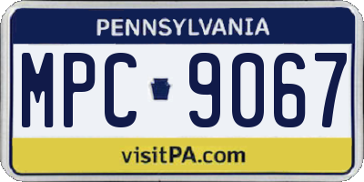 PA license plate MPC9067