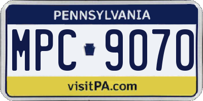 PA license plate MPC9070