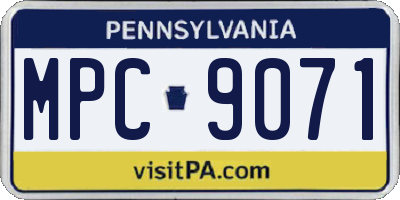 PA license plate MPC9071