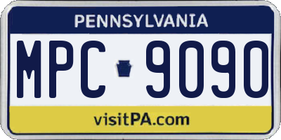 PA license plate MPC9090