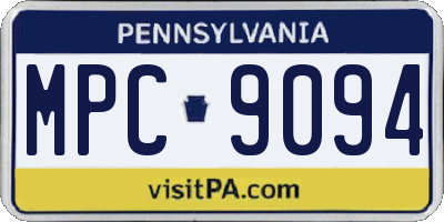 PA license plate MPC9094