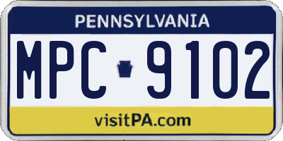 PA license plate MPC9102