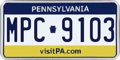PA license plate MPC9103