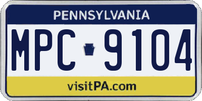 PA license plate MPC9104