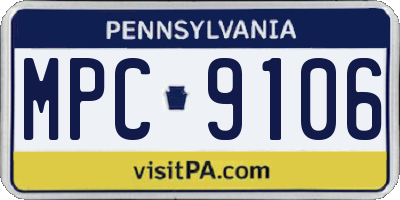 PA license plate MPC9106